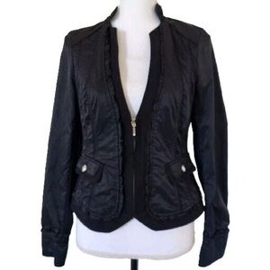 Black satin moto jacket WHBM 00